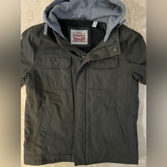 Levi Strauss Brown Sherpa Lined Hooded Trucker Jacket Size Small - Picture 2 of 7